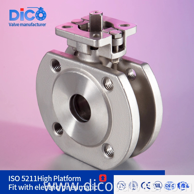 CE ISO Ts Stainless Steel DIN Pn16 with Mounting Pad Wafer Flange Floating Ball Valve